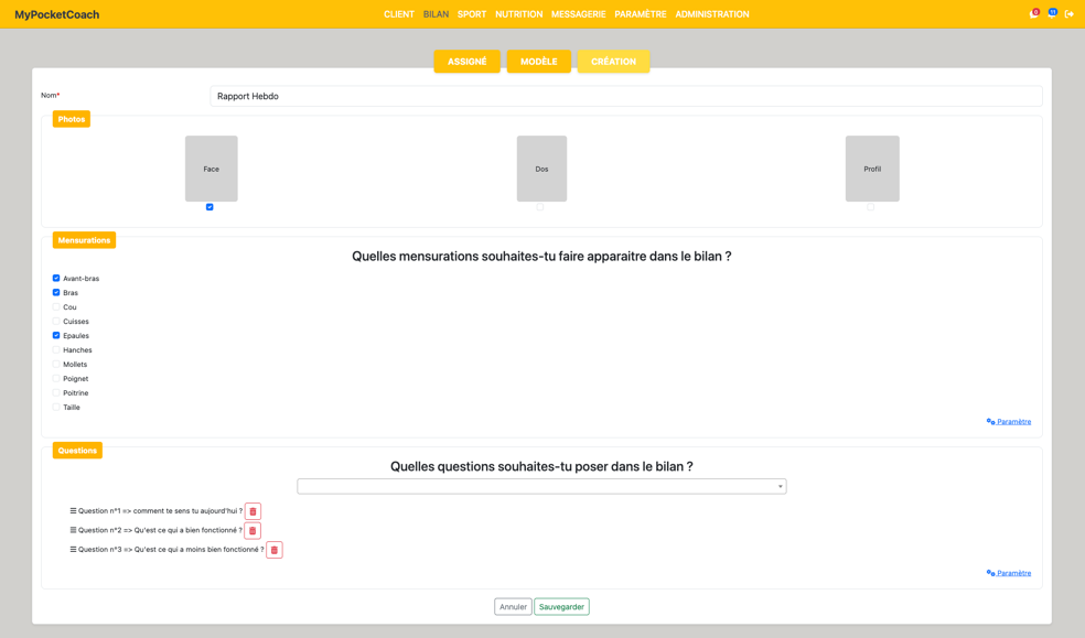 Création d'un rapport