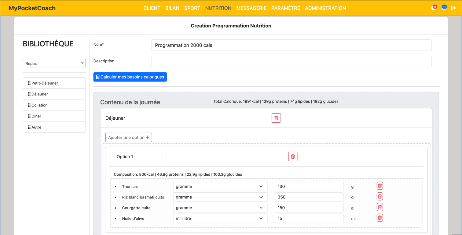 Création d'une programmation alimentaire